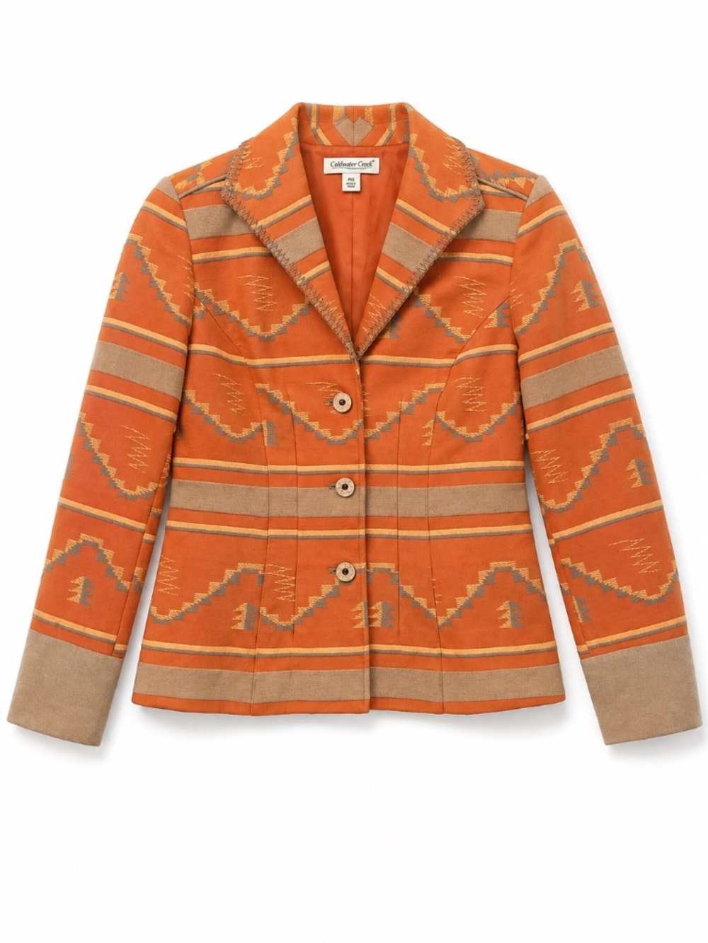 Cold Water Creek Aztec jacket faux suede/cotton P10 crochet cowgirl country